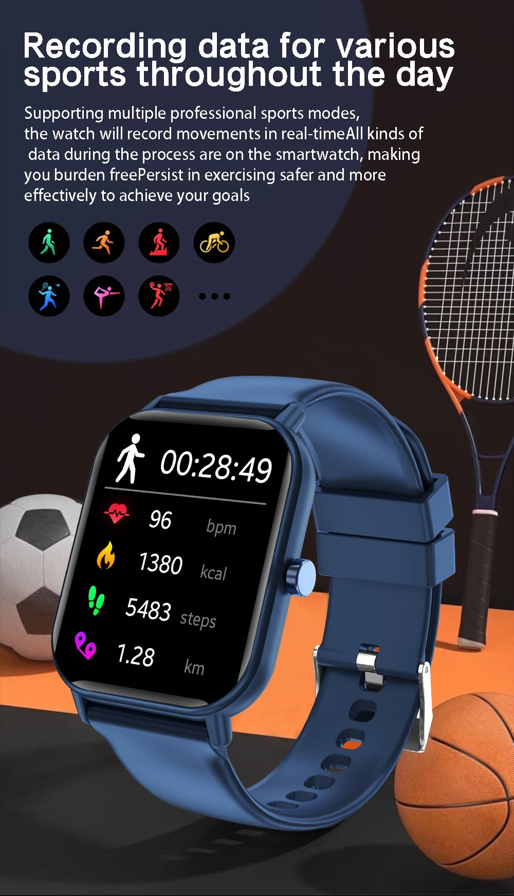 Kids Watch Sport HD Screen Kids Smart Watch With Silicone Strap Waterproof Electronic Wristwatch For Boys Girls Children's Gift