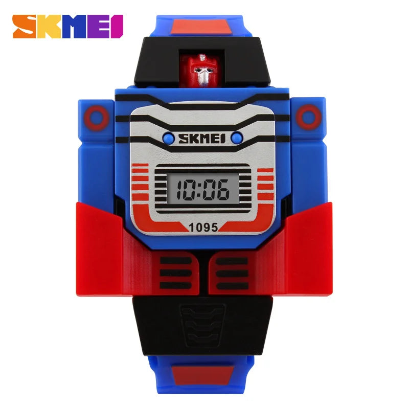 SKMEI Kids Watches LED Digital Children Cartoon Sports Watches Robot Transformation Toys Boys Wristwatches montre enfant 1095