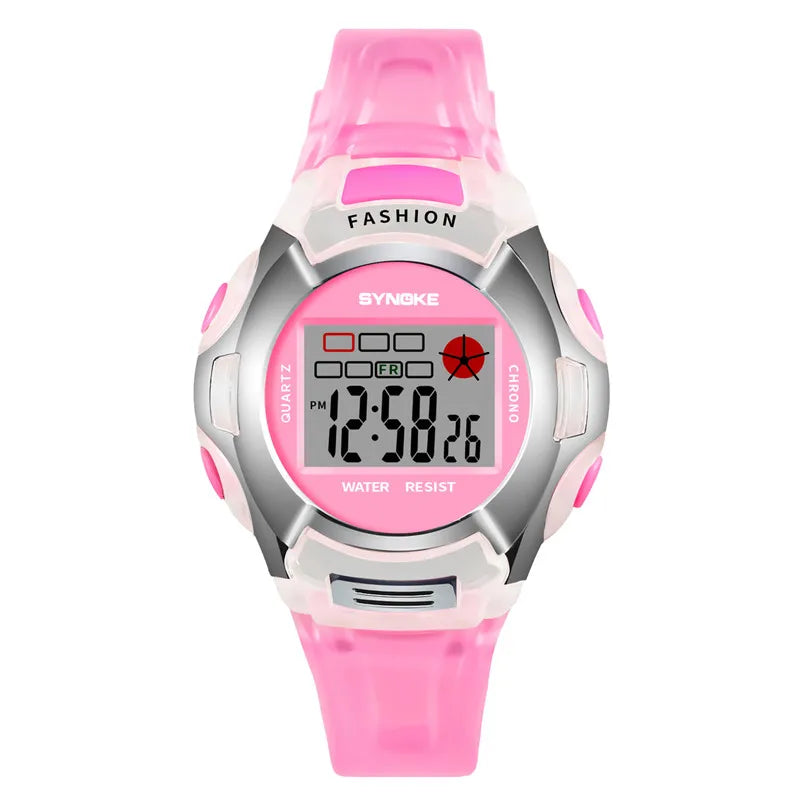 Kids Watch Digital 37mm Small Size 3Bar Water Resistance Gift For Girl Font Luminous Electronic Watch SYNOKE 99329