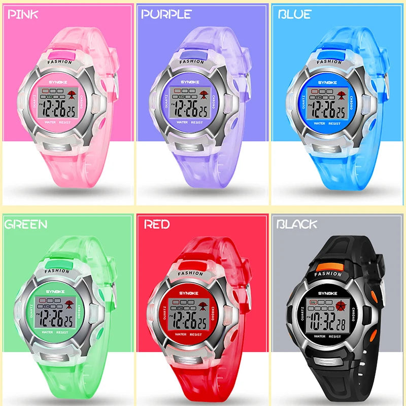 Kids Watch Digital 37mm Small Size 3Bar Water Resistance Gift For Girl Font Luminous Electronic Watch SYNOKE 99329