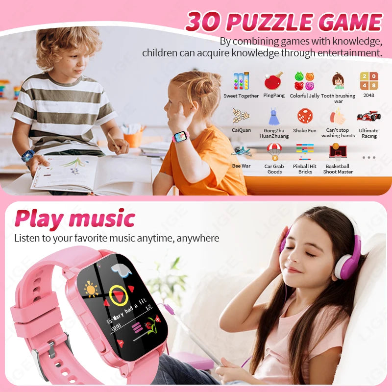 Kids Smart Watches With Camera Music Video Player Flashlight Pedometer Children's Smartwatch Game Digital Watch Boys Girls Gift