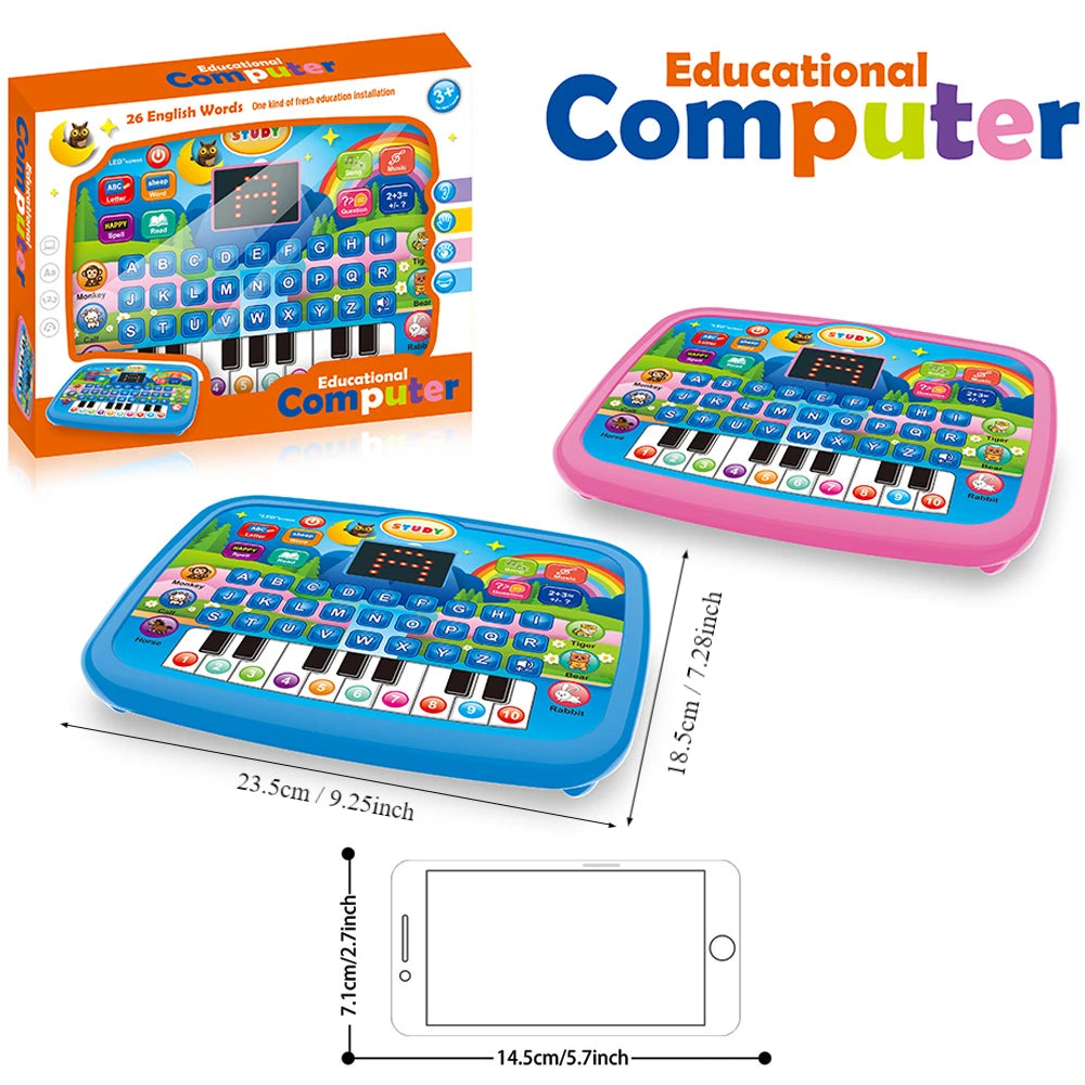 Kids’ Education Tablet Toy, Age 3+ Literacy Math Music Learning, Doubles as Electronic Keyboard, Birthday Christmas Gift