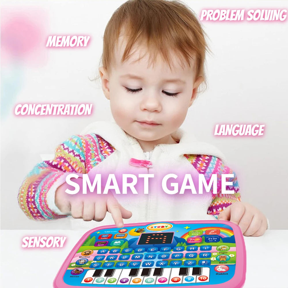 Kids’ Education LED Tablet Toy, Age 3+ Literacy Math Music Learning, Doubles as Electronic Keyboard, Birthday Christmas Gift