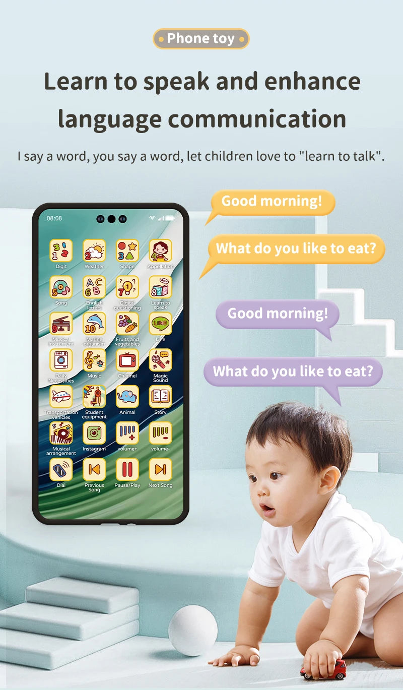 Children Toys Cell Phone Baby Early Education Story Mobile Phone Toys Study English Toys Corpuscle Audio Book Music Toys Gifts