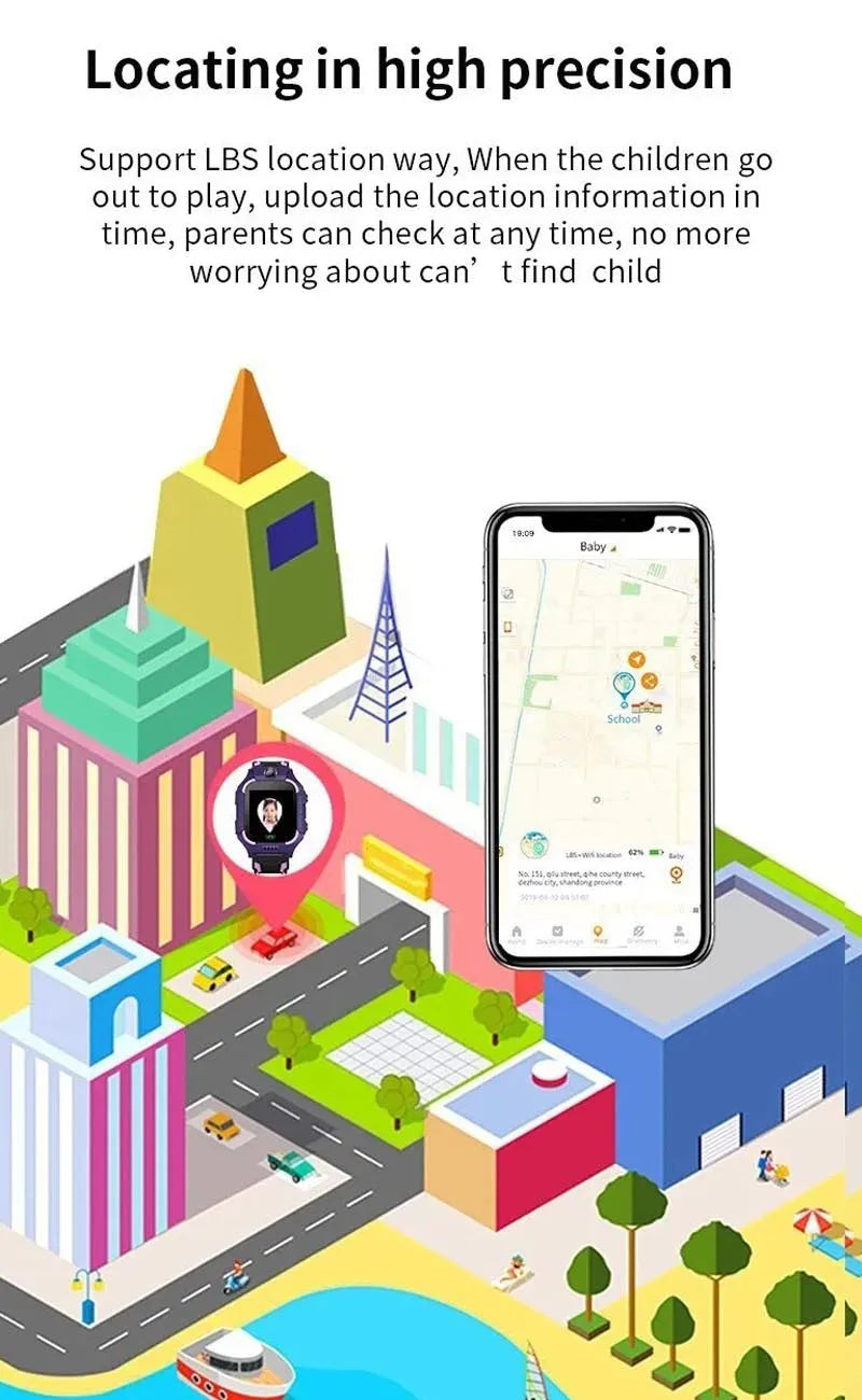 Kids smart watch, SIM card, kids smart watch, phone call, camera, voice requests, photo, boy, girl, gift, document, screen, Q19