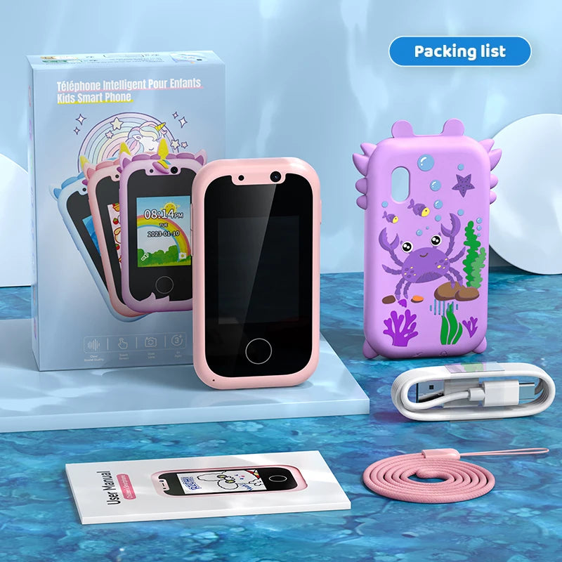 Kids Smart Phone Toys for Girls Christmas Gifts Touchscreen Toddler Learning Cell Toy Phone with Dual Camera Game Music Player