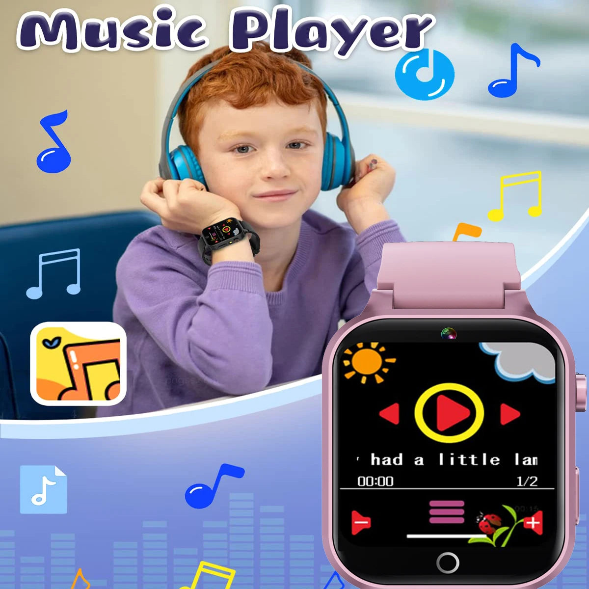 Kids Smart Watch 26 Games Touch Screen Camera Pedometer Video Music MP3 Alarm Clock Audiobooks Habit Track Children Toys Gifts