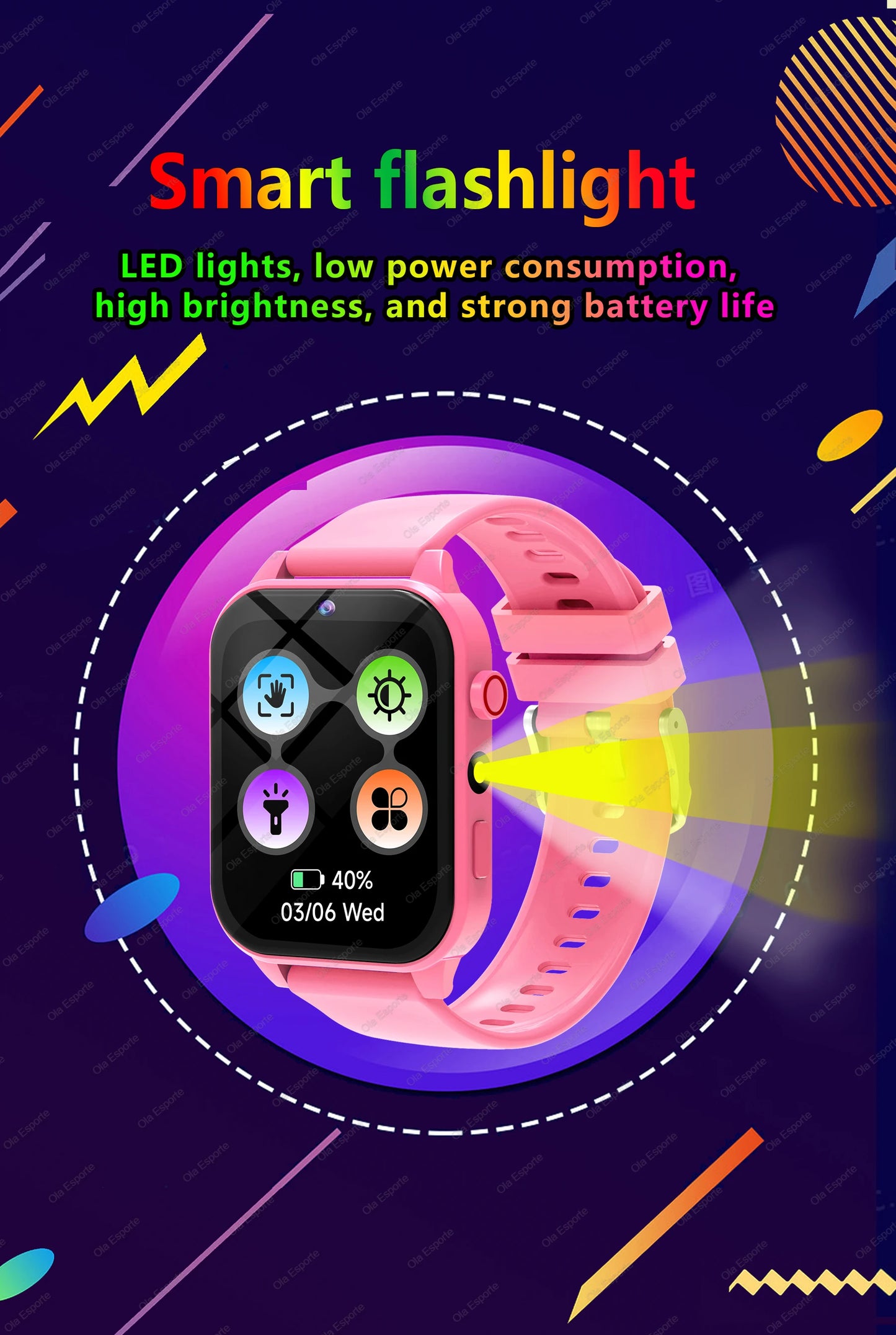 Children's Wristwatch 18 Games Kids Smart Watch Pedometer Tracker Time Display Sleep Calculator Stopwatch Flashlight Smartwatch
