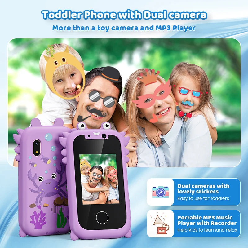 Kids Smart Phone Toys for Girls Christmas Gifts Touchscreen Toddler Learning Cell Toy Phone with Dual Camera Game Music Player