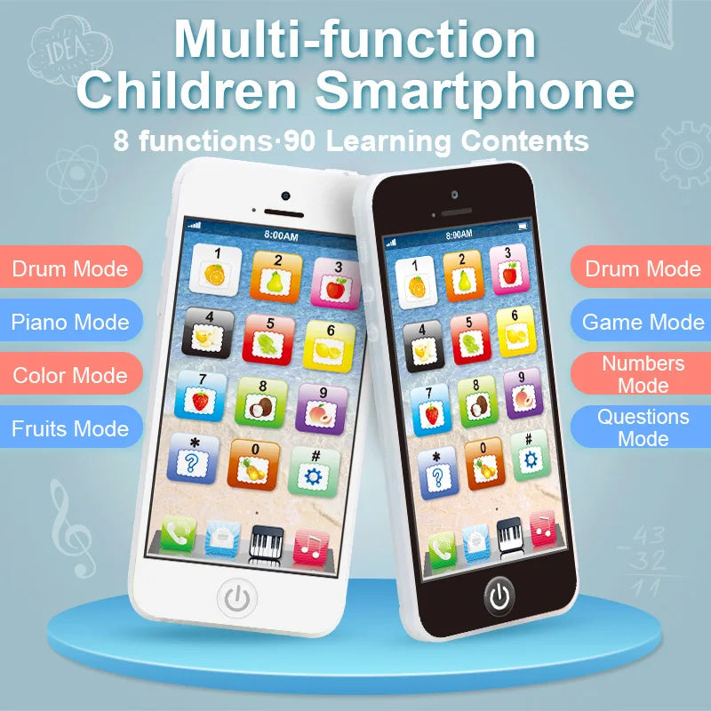 Kids Fun Learning Play Phone - Interactive Simulation, Numbers & Fruits, 12 Educational Keys - Fosters Cognitive Skills, Built-i