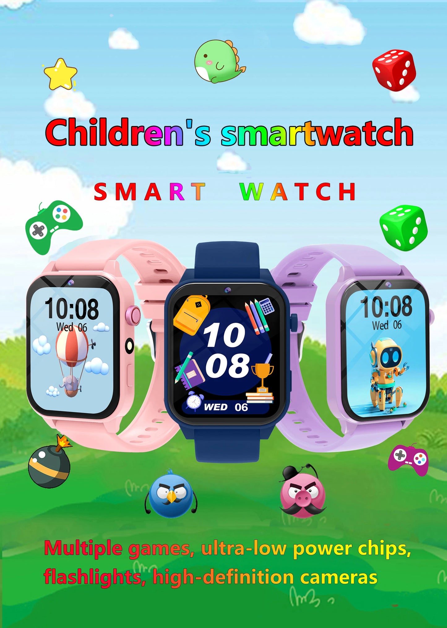 Kids Students Smart Watch Sleep Monitor Touch Screen 18 Games Flashlight Alarm Outdoor Sports Digital Watches For Boy Girls Gift