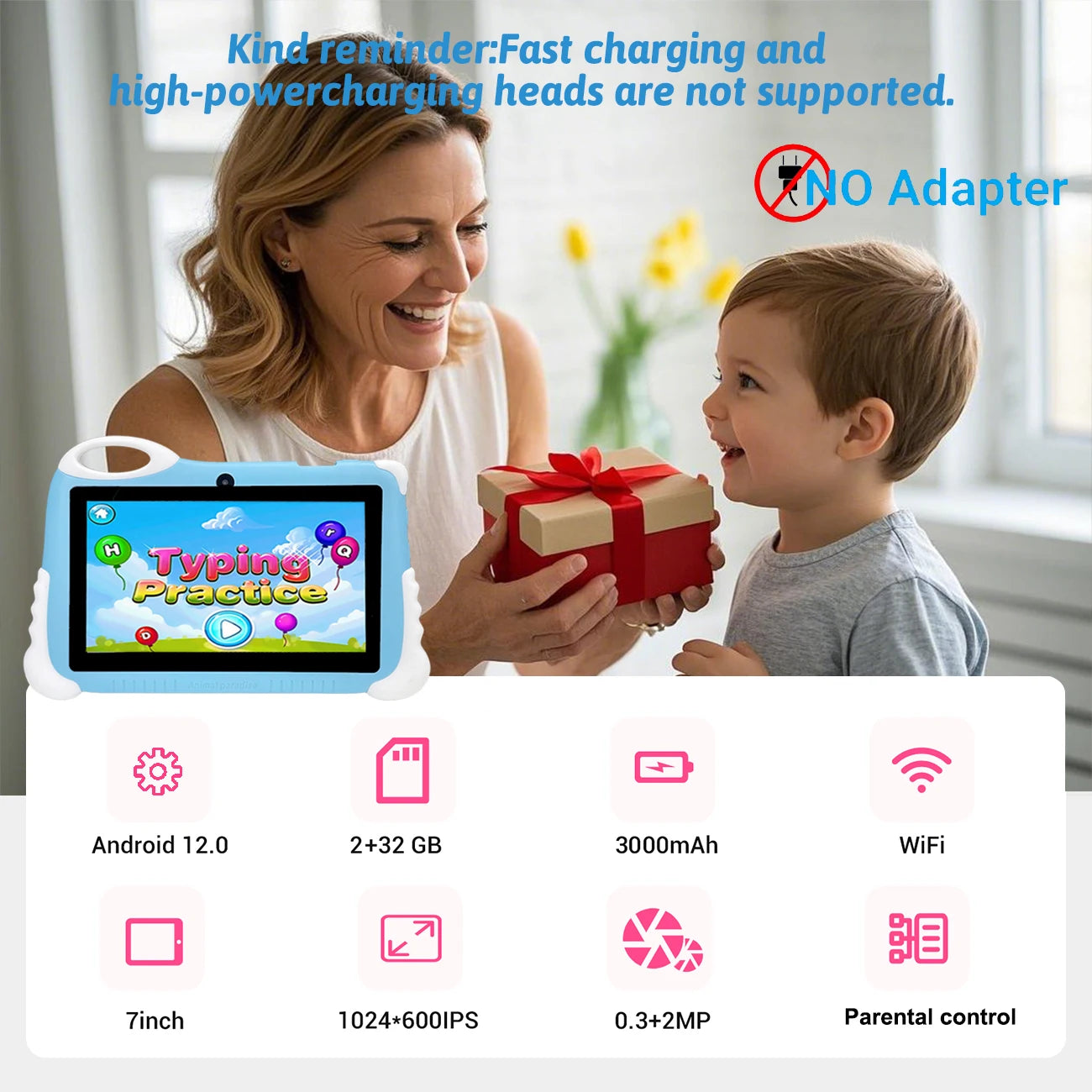 Kids Tablet 7 Inch with 2GB RAM+32GB ROM, 3000mAh, Dual Camera, with Parent Control & Kids Education,children's gifts