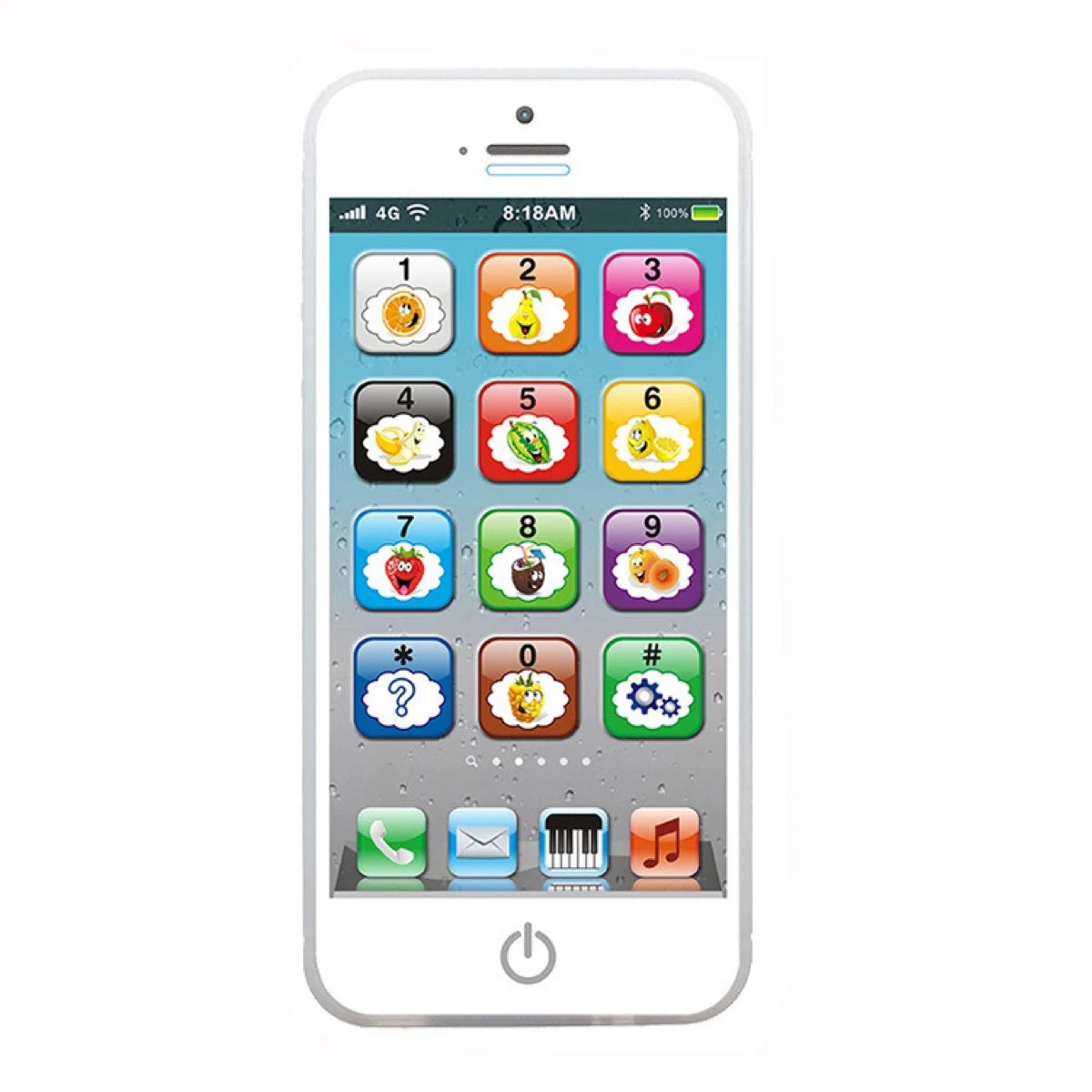Kids Fun Learning Play Phone - Interactive Simulation, Numbers & Fruits, 12 Educational Keys - Fosters Cognitive Skills, Built-i