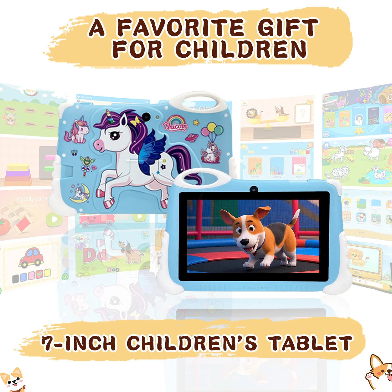 Kids Tablet 7 Inch with 2GB RAM+32GB ROM, 3000mAh, Dual Camera, with Parent Control & Kids Education,children's gifts