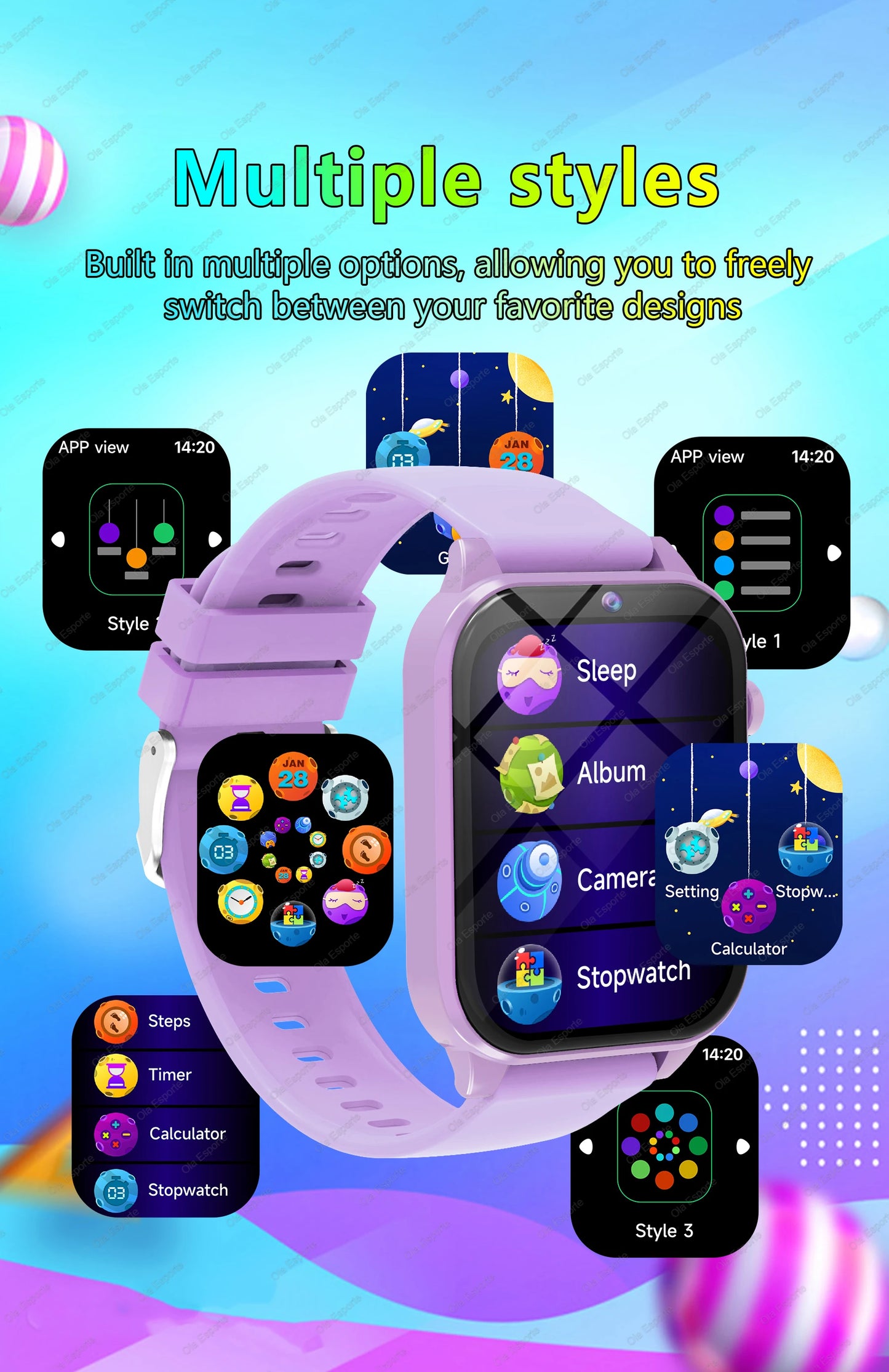 Children's Wristwatch 18 Games Kids Smart Watch Pedometer Tracker Time Display Sleep Calculator Stopwatch Flashlight Smartwatch