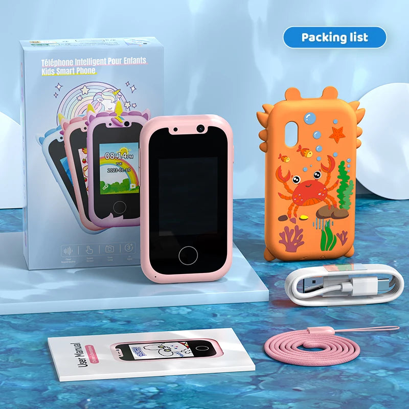 Kids Smart Phone Toys for Girls Christmas Gifts Touchscreen Toddler Learning Cell Toy Phone with Dual Camera Game Music Player