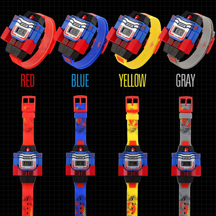 SKMEI Kids Watches LED Digital Children Cartoon Sports Watches Robot Transformation Toys Boys Wristwatches montre enfant 1095
