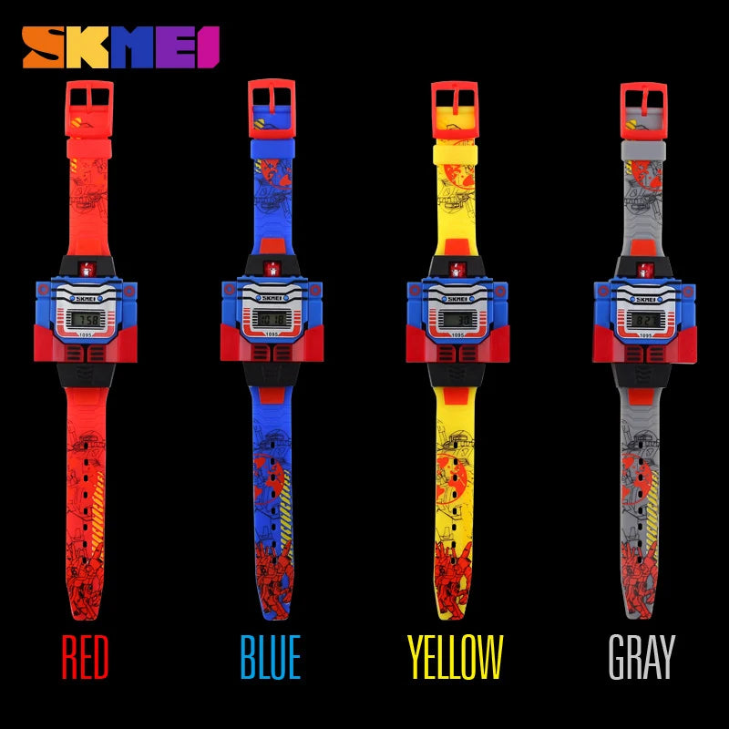 SKMEI Kids Watches LED Digital Children Cartoon Sports Watches Robot Transformation Toys Boys Wristwatches montre enfant 1095