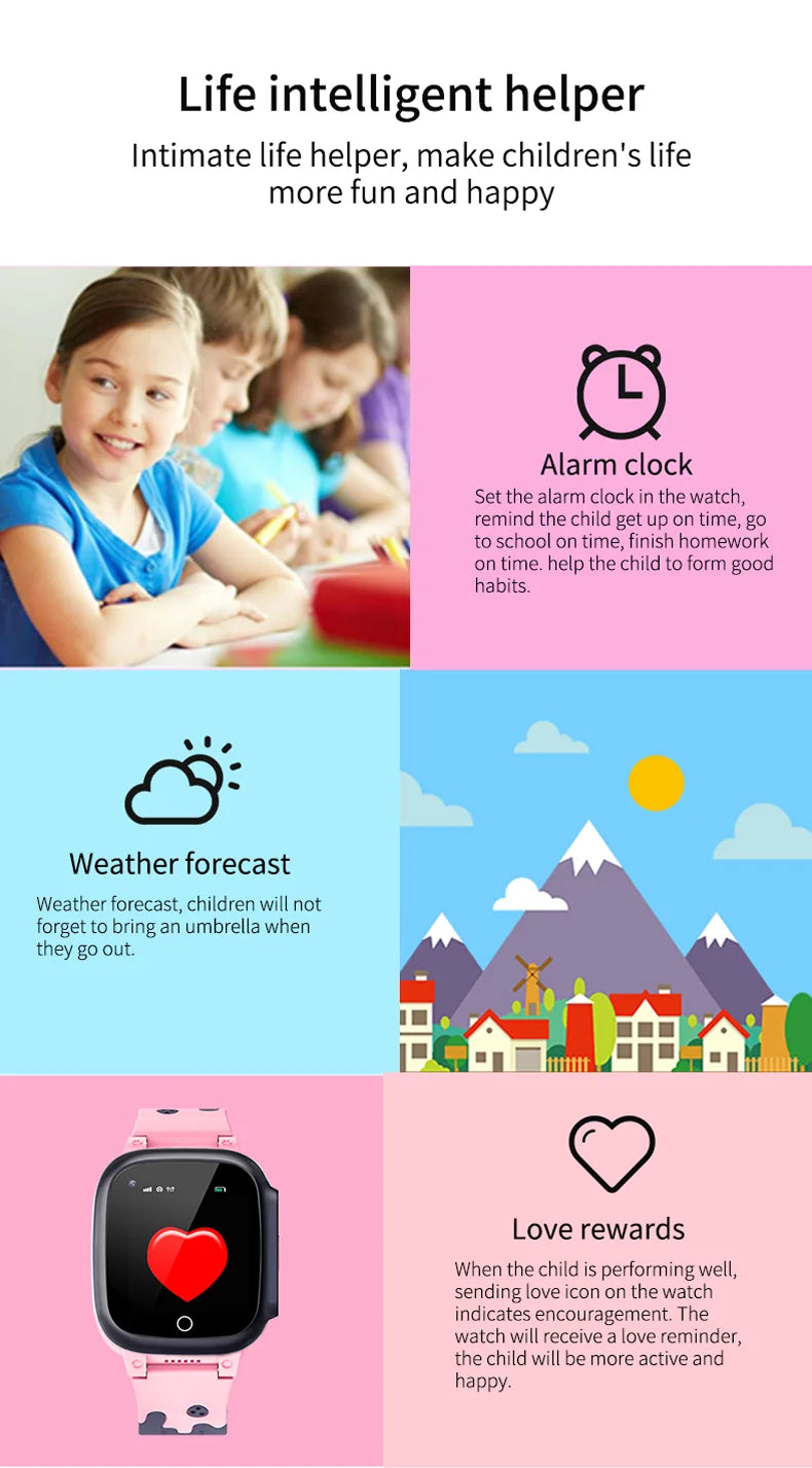 Smart Watch Kids 4G gps WIFI Tracking Video Call Waterproof Thermometer SmartWatch Tracker Boy Girl Student Phone Clock LT25