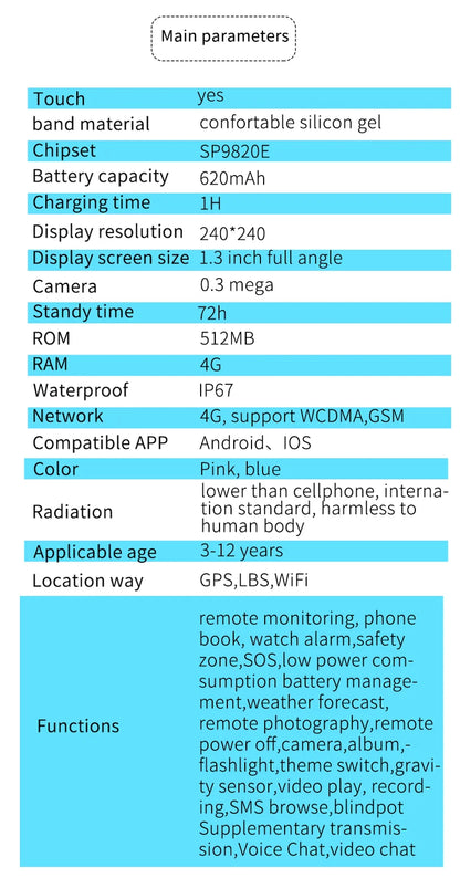 Smart Watch Kids 4G gps WIFI Tracking Video Call Waterproof Thermometer SmartWatch Tracker Boy Girl Student Phone Clock LT25