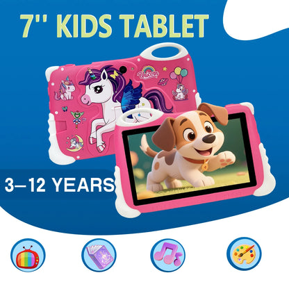 Kids Tablet 7 Inch with 2GB RAM+32GB ROM, 3000mAh, Dual Camera, with Parent Control & Kids Education，children's gifts