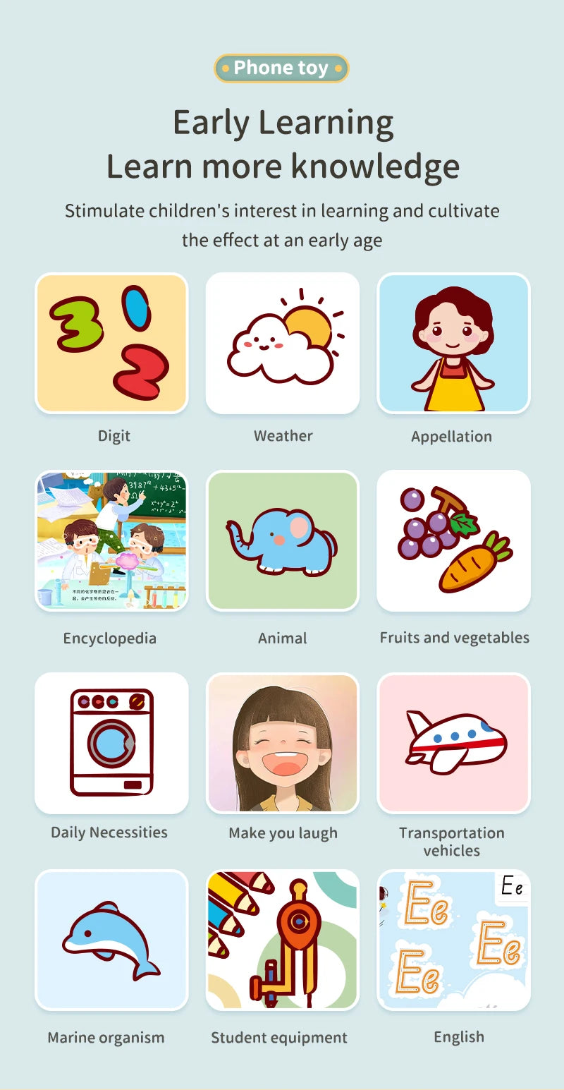 Children Toys Cell Phone Baby Early Education Story Mobile Phone Toys Study English Toys Corpuscle Audio Book Music Toys Gifts