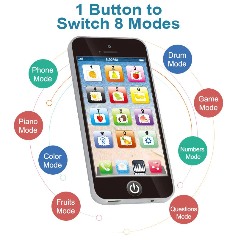Kids Educational Play Phone – 12 Interactive Keys, Numbers & Fruits | Cognitive Development Toy