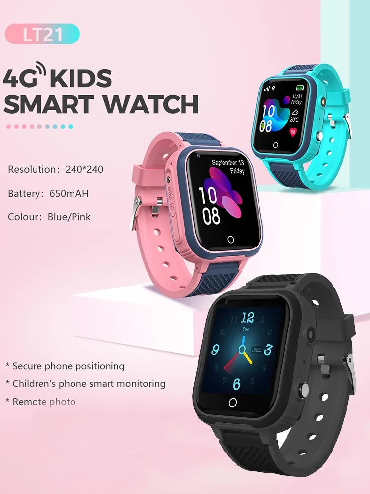 Kids 4G GPS Smartwatch – Video Calls, SOS, Camera & IP67 Waterproof Protection