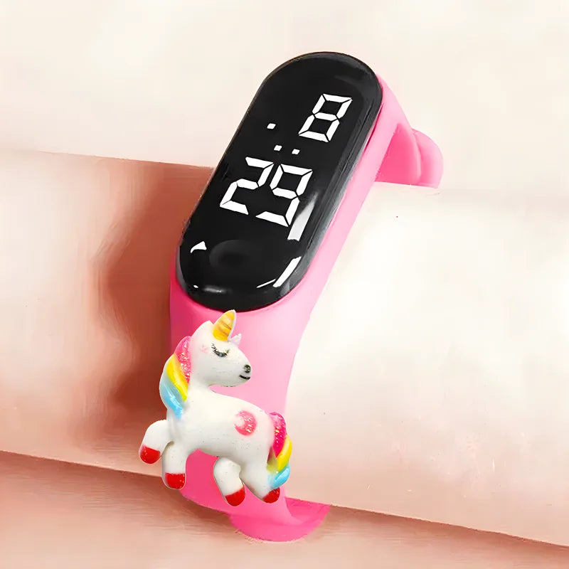 LED Digital Kids Watch – Waterproof Sports Design with Dinosaur & Unicorn