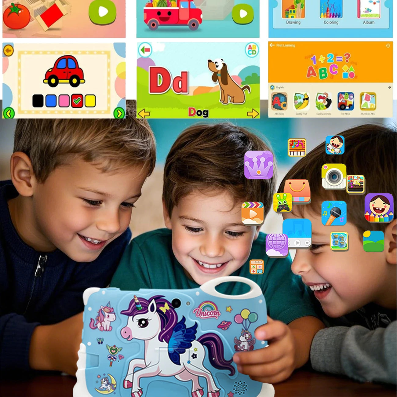 Kids Tablet 7 Inch with 2GB RAM+32GB ROM, 3000mAh, Dual Camera, with Parent Control & Kids Education，children's gifts