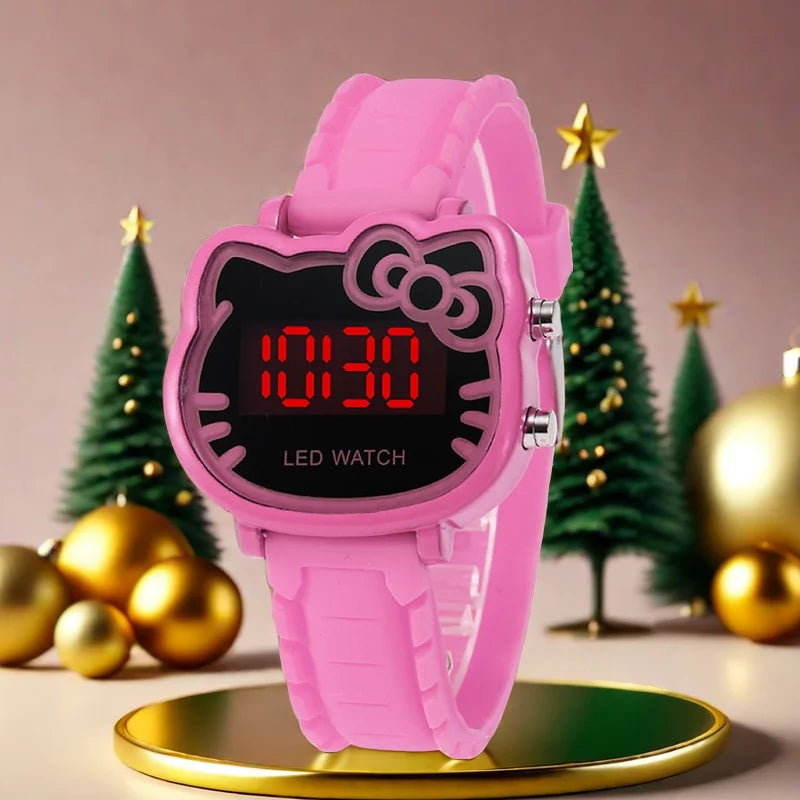 New Hello Kitty Cute Cartoon Electronic Watch Child Primary School Students Girls Waterproof Kids Watches Women Gifts