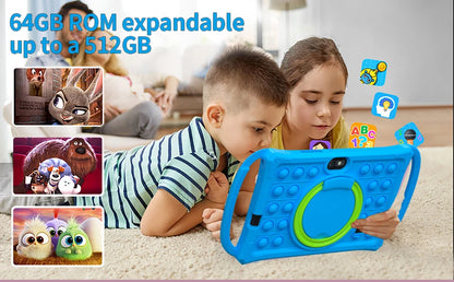 Kids Tablet 7.0 Inch  Android 12 Quad Core 4GB RAM+64GB ROM 4500mAh Dual Camera WiFi Parental Control