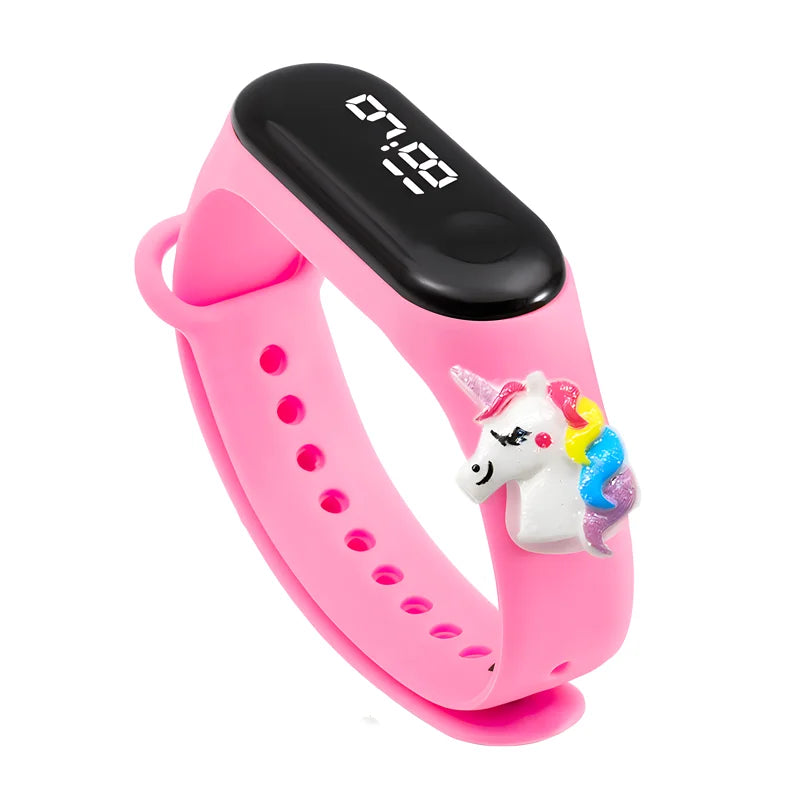 LED Digital Kids Watch – Waterproof Sports Design with Dinosaur & Unicorn
