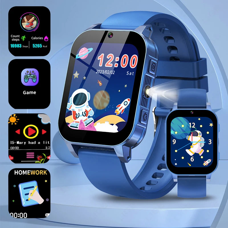 Kids Smart Watches With Camera Music Video Player Flashlight Pedometer Children's Smartwatch Game Digital Watch Boys Girls Gift
