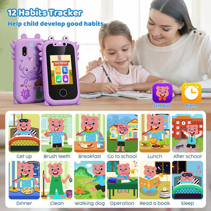 Kids Smart Phone Toys for Girls Christmas Gifts Touchscreen Toddler Learning Cell Toy Phone with Dual Camera Game Music Player