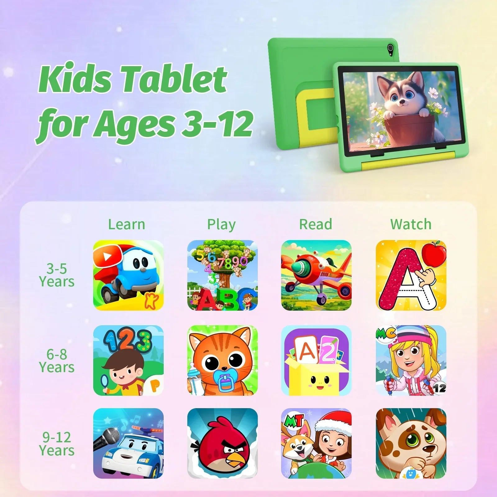 Children’s Smart Tablet – 10 Inch Display, Android 15, Octa Core, WiFi, 5000mAh Battery & Parental Features