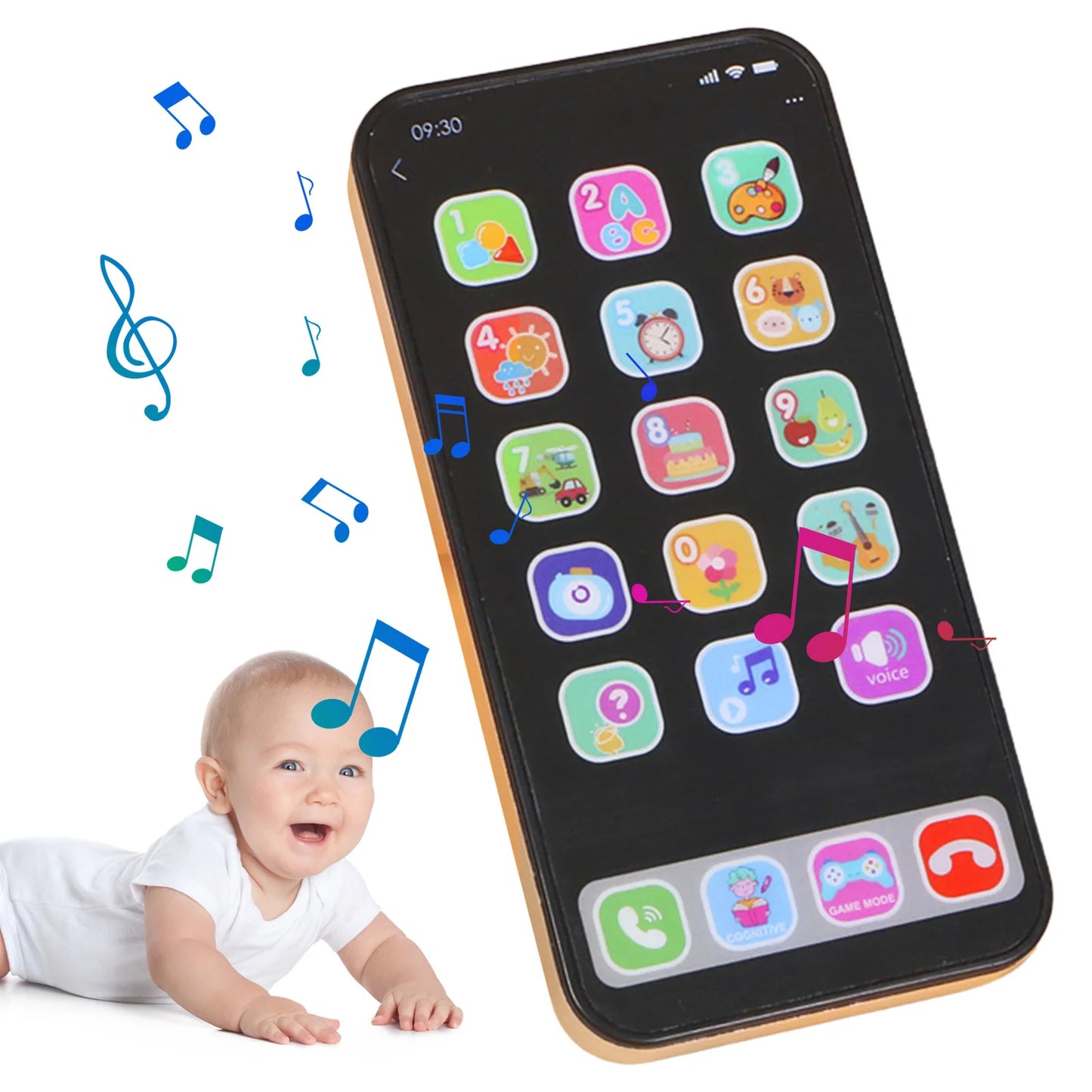 Kids Toy Phone Children Educational Learning Phone with Light Sound Music Interactive Touch Screen for Toddler Early Development