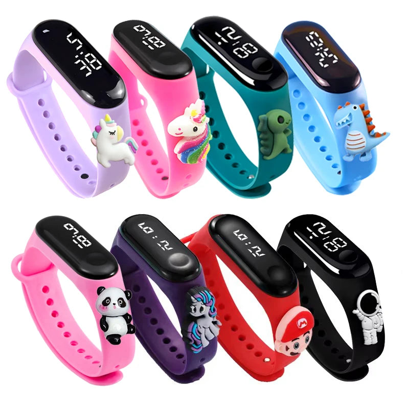 Waterproof Sports Watch for Kids Cartoon Dinosaur Unicorn Toys Children Led Digital Electronic Watch for Boys Girls Bracelet