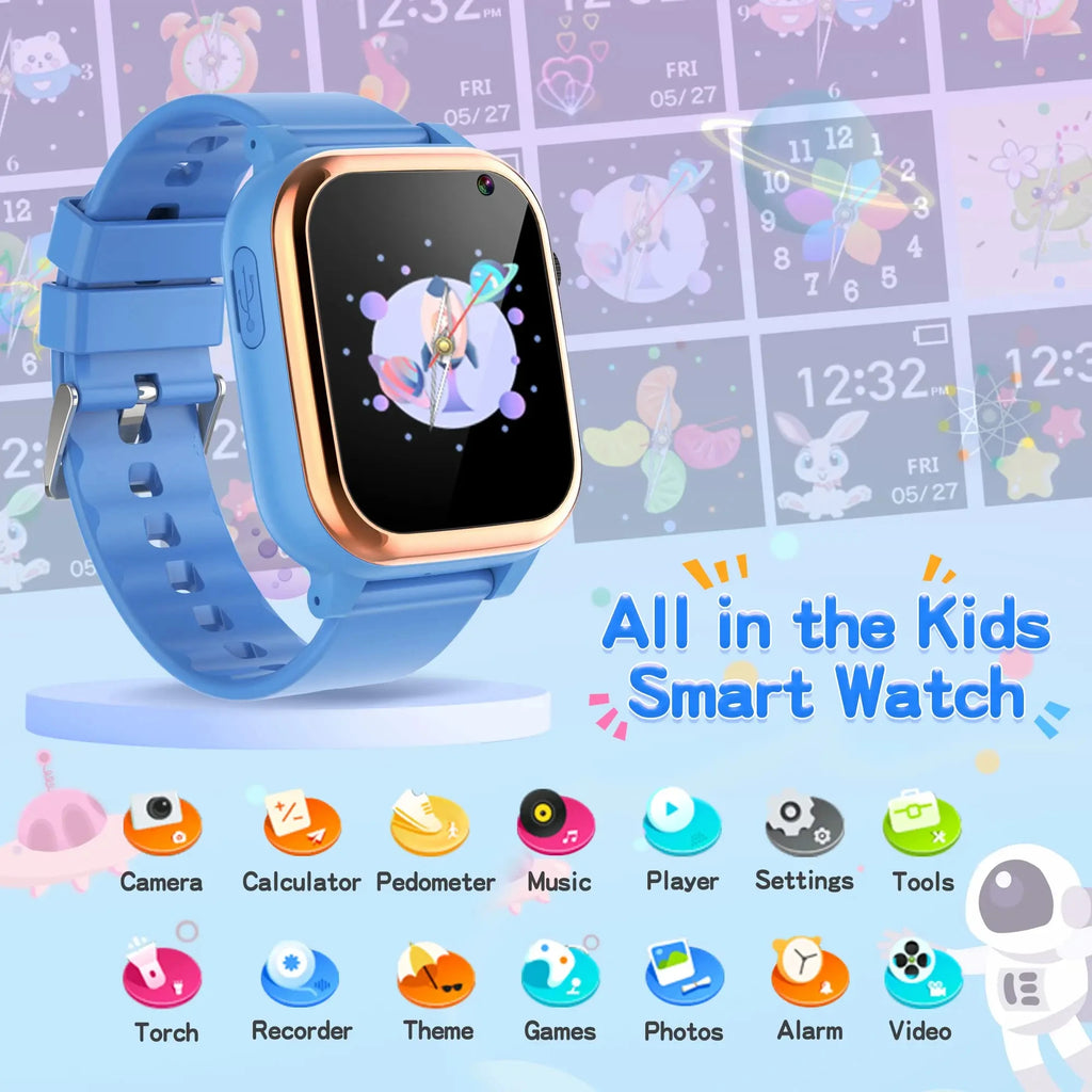 Interactive Kids Smart Watch – 16 Puzzle Games, Music, Camera, Pedometer & Calculator