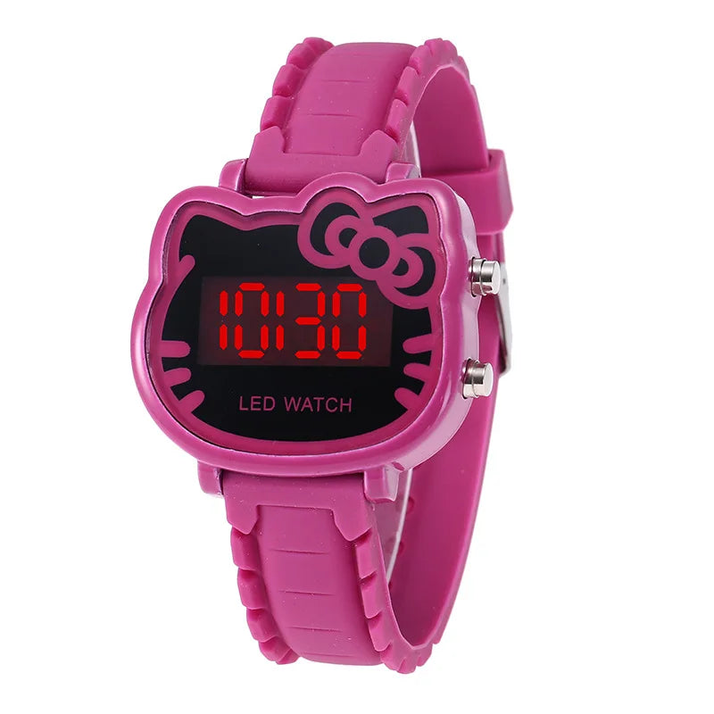 New Hello Kitty Cute Cartoon Electronic Watch Child Primary School Students Girls Waterproof Kids Watches Women Gifts