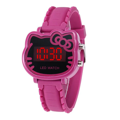 New Hello Kitty Cute Cartoon Electronic Watch Child Primary School Students Girls Waterproof Kids Watches Women Gifts