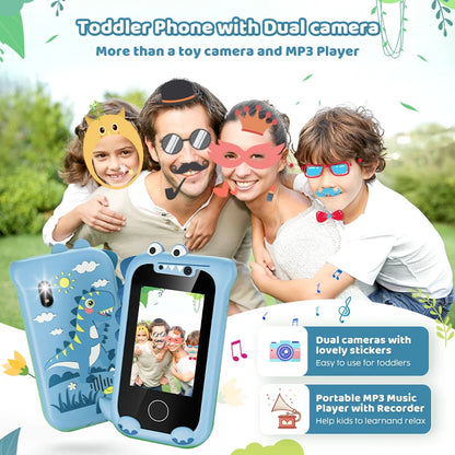 Kids Phone Gifts Toys for 3-12 Year Olds Toy Phone with Dual Camera MP3 Music Player Game Touchscreen Learning Toy Birthday Gift