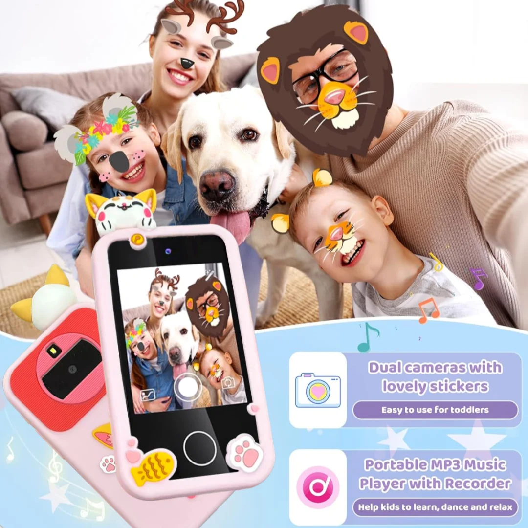 Kids Interactive Smart Toy Phone – Touchscreen, Dual Camera, MP3 Music Player & Fun Learning