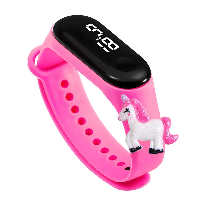 LED Digital Kids Watch – Waterproof Sports Design with Dinosaur & Unicorn