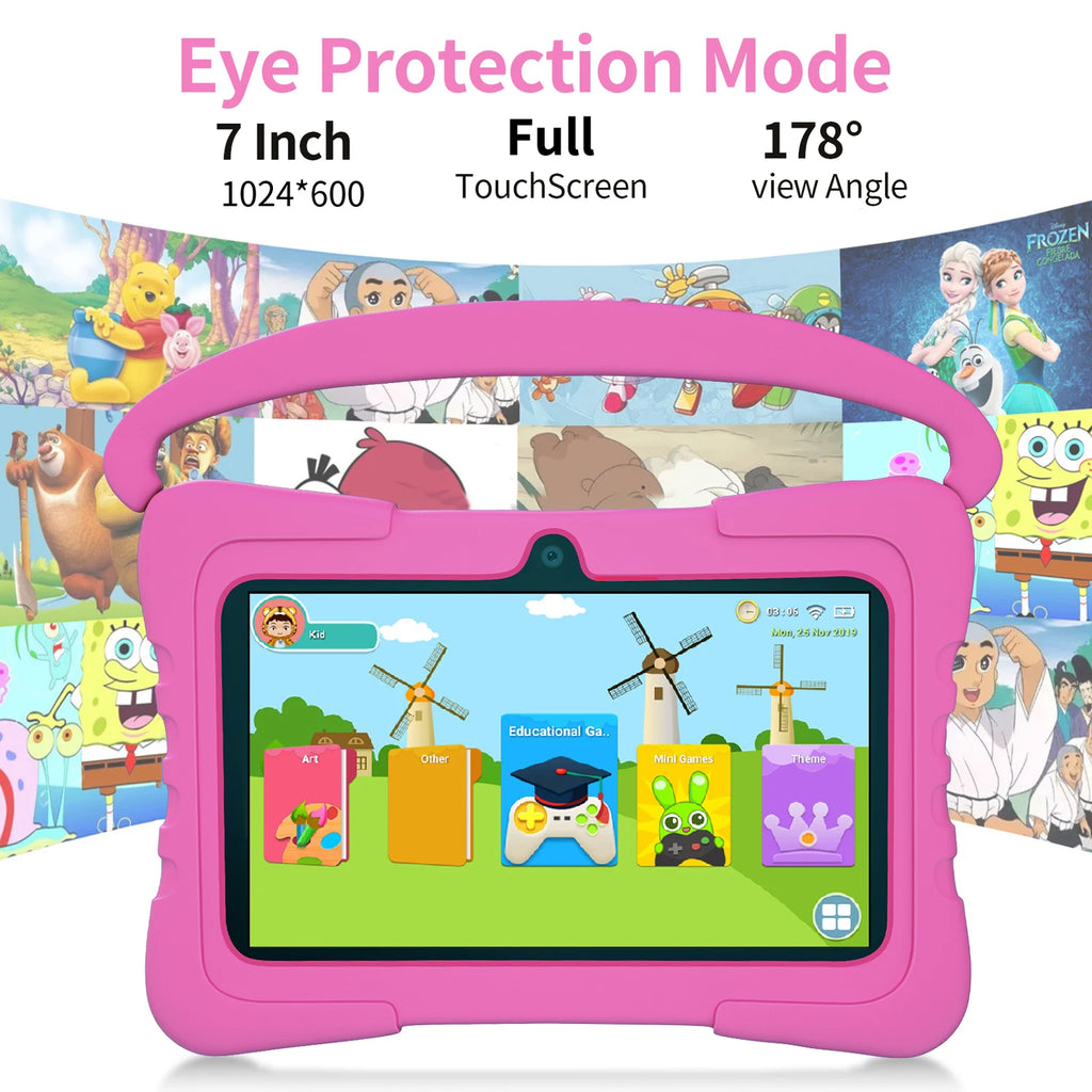Interaktives Android-Tablet für Kinder – 7 Zoll, 64 GB, stoßfest, WLAN, Bluetooth &amp; Kindersicherung