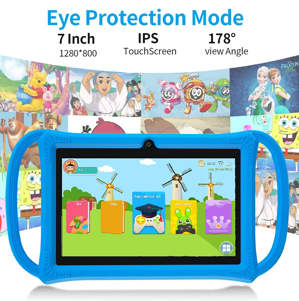 Kids Tablet 7.0 Inch  Android 12 Quad Core 4GB RAM+64GB ROM 4500mAh Dual Camera WiFi Parental Control