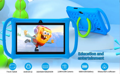 Kids Tablet 7.0 Inch  Android 12 Quad Core 4GB RAM+64GB ROM 4500mAh Dual Camera WiFi Parental Control