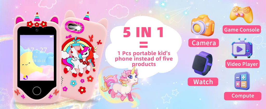 Kids Smartwatch with IPS Touch Screen – Dual Cameras, Games, Music, Video & Pedometer