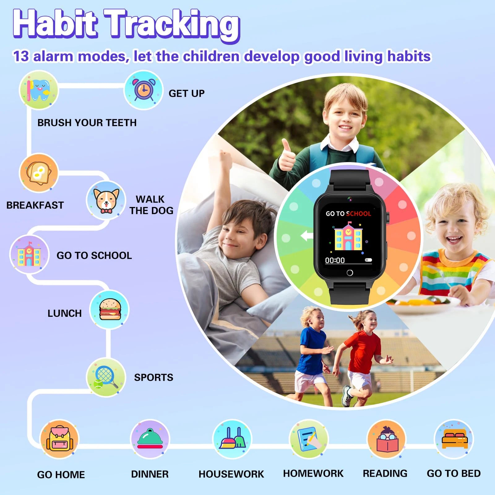 Advanced Kids Smart Watch – Games, Music Player, Video, Habit Tracker & Alarm Clock