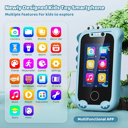 Kids Phone Gifts Toys for 3-12 Year Olds Toy Phone with Dual Camera MP3 Music Player Game Touchscreen Learning Toy Birthday Gift